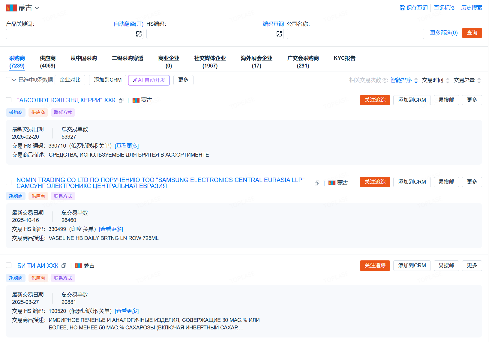 蒙古国企业数据